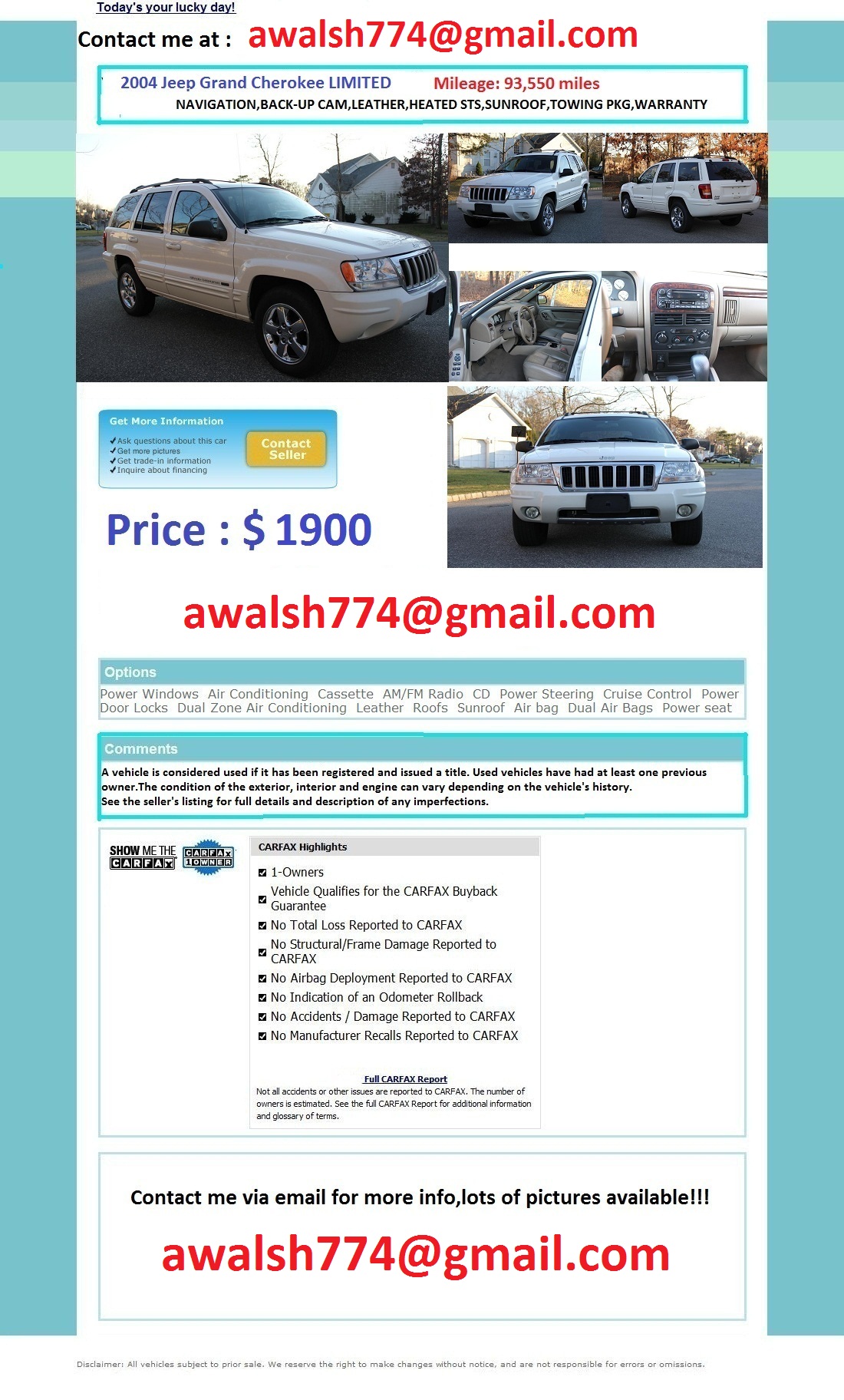 ¶¶ 2oo4 Jeep Grand Cherokee Limited ¶¶ (albuquerque ) $1901